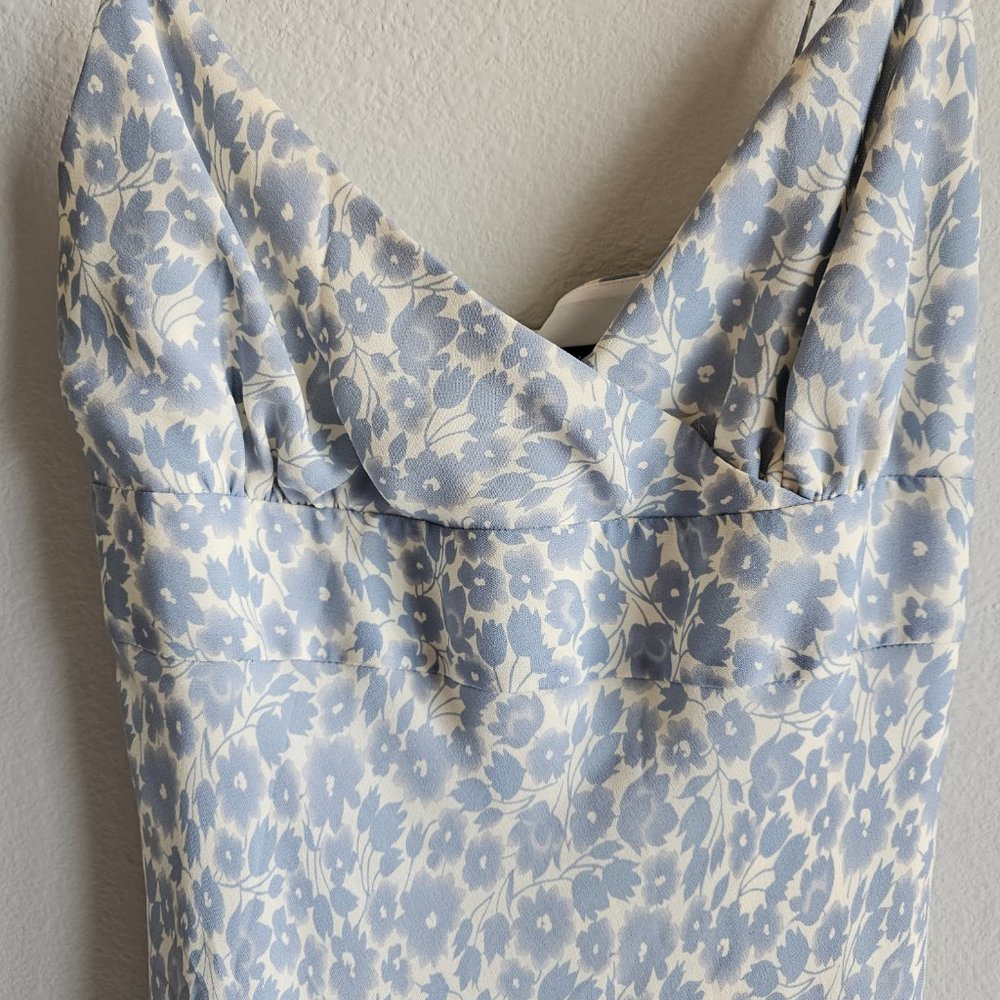 J Crew Silk Slip Dress periwinkle blue and cream -XS